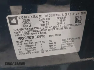 2015 Chevrolet Silverado 1500 LTZ with VIN 3GCPCSEC3FG476493, listed as a IAAI auction lot 41930761 with 230,644 mi miles and . Bid and sale history available at DreamBid. Image 9.