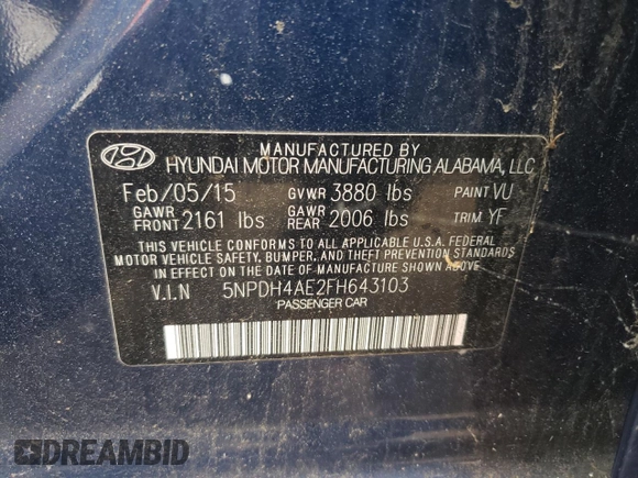 2015 Hyundai Elantra SE z VIN 5NPDH4AE2FH643103, wystawiony jako Copart lot #57914065 z przebiegiem 140 765 mil mil oraz Tytuł czysty. Historia ofert i sprzedaży dostępna na DreamBid. Obrazek 12.