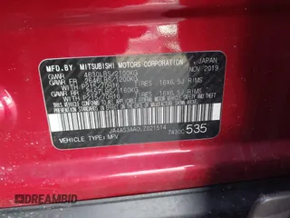 2020 Mitsubishi Eclipse Cross ES with VIN JA4AS3AA0LZ021514, listed as a IAAI auction lot 41457691 with Not provided miles and . Bid and sale history available at DreamBid. Image 9.
