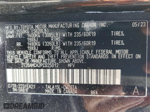2023 Lexus RX with VIN 2T2BAMCA2PC025012, listed as a Copart auction lot 53435774 with 12,718 mi miles and Salvage Title. Bid and sale history available at carsss.com. Image 15.
