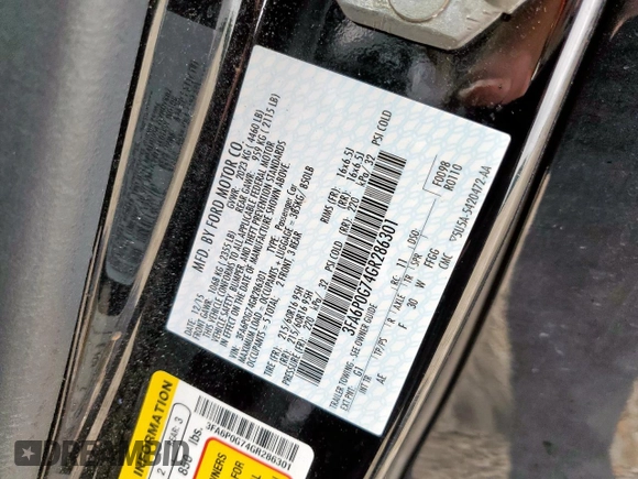 2016 Ford Fusion S with VIN 3FA6P0G74GR286301, listed as a Copart auction lot 58073255 with 71,588 mi miles and Salvage title. Bid and sale history available at DreamBid. Image 12.