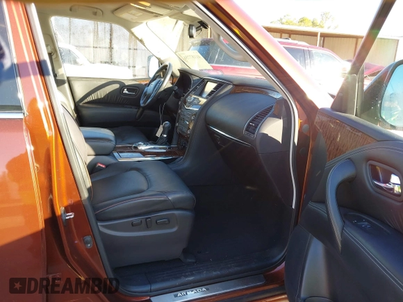 2018 Nissan Armada SL with VIN JN8AY2ND4J9059526, listed as a IAAI auction lot 41187756 with 116,572 mi miles and . Bid and sale history available at DreamBid. Image 5.