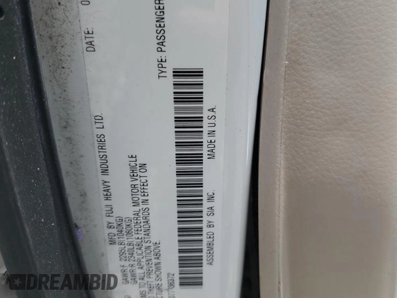 2007 Subaru Legacy Special z VIN 4S3BP616077336372, wystawiony jako Copart lot #62280985 z przebiegiem Nie podano mil oraz Szkoda całkowita • Salvage title. Historia ofert i sprzedaży dostępna na DreamBid. Obrazek 13.