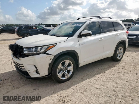 2017 Toyota Highlander Hybrid Limited with VIN 5TDDGRFH6HS036685, listed as a Copart auction lot 59726925 with 18,191 mi miles and Salvage title. Bid and sale history available at DreamBid. Image 1.