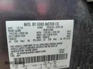 2015 Ford Utility Police Interceptor with VIN 1FM5K8AR9FGB61356, listed as a Copart auction lot 53762895 with 163,215 mi miles and Clean Title. Bid and sale history available at carsss.com. Image 13.