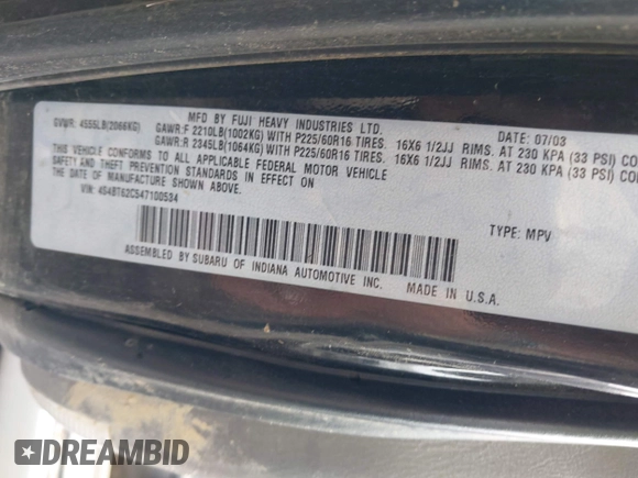 2004 Subaru Baja Special Sports с VIN 4S4BT62C547100534, выставлен на аукционе IAAI как лот 42377778 с пробегом 290 628 миль миль и . История ставок и продаж доступна на DreamBid. Изображение 9.