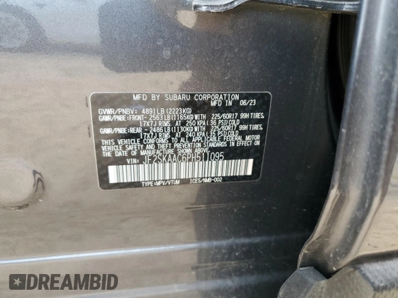 2023 Subaru Forester with VIN JF2SKAAC6PH511095, listed as a Copart auction lot 48077325 with 21,109 mi miles and Clean title. Bid and sale history available at DreamBid. Image 14.