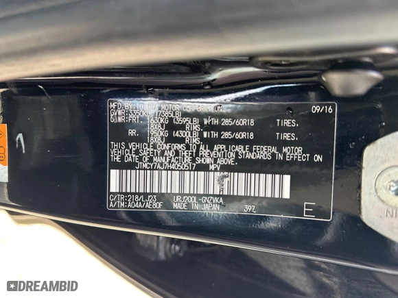 2017 Toyota Land Cruiser with VIN JTMCY7AJ7H4050517, listed as a Copart auction lot 73833724 with 137,775 mi miles and Clean Title. Bid and sale history available at carsss.com. Image 10.