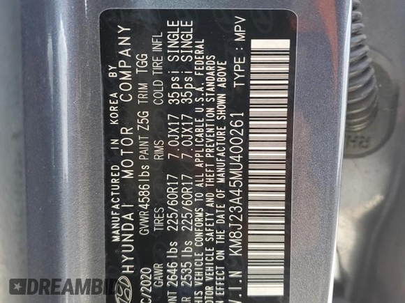 2021 Hyundai Tucson SE with VIN KM8J23A45MU400261, listed as a Copart auction lot 48171765 with 73,535 mi miles and Salvage Title. Bid and sale history available at carsss.com. Image 15.