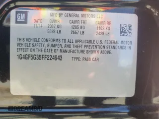 2015 Buick LaCrosse Premium II with VIN 1G4GF5G35FF224943, listed as a Copart auction lot 66377424 with 120,387 mi miles and Salvage Title. Bid and sale history available at DreamBid. Image 13.