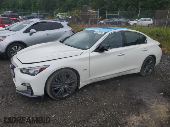 2020 Infiniti Q50 Luxe with VIN JN1EV7AR1LM254054, listed as a Copart auction lot 58151015 with 80,226 mi miles and Salvage title. Bid and sale history available at DreamBid. Image 1.