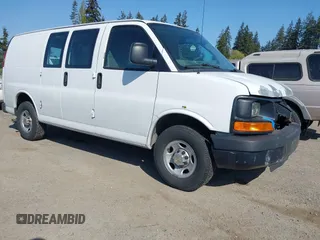 2012 Chevrolet Express Cargo Van with VIN 1GCWGFCB0C1117727, listed as a IAAI auction lot 42105038 with 204,472 mi miles. Bid and sale history available at carsss.com. Image 1.
