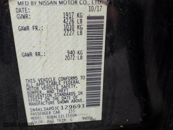 2018 Nissan Altima 2.5 SV with VIN 1N4AL3AP0JC129693, listed as a Copart auction lot 86524124 with 107,628 mi miles and Salvage Title. Bid and sale history available at carsss.com. Image 13.