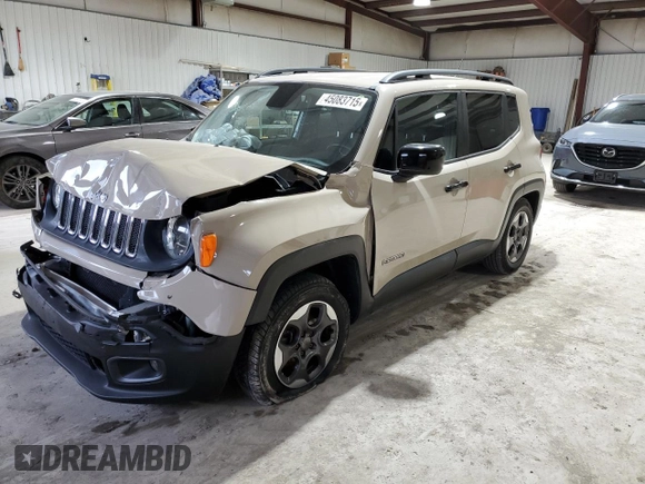 2015 Jeep Renegade Latitude with VIN ZACCJABH1FPC04716, listed as a Copart auction lot 45083715 with 102,045 mi miles and Salvage Title. Bid and sale history available at carsss.com. Image 1.