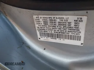 2006 Honda Odyssey EX-L with VIN 5FNRL38796B077297, listed as a IAAI auction lot 41492810 with 292,164 mi miles and . Bid and sale history available at carsss.com. Image 9.