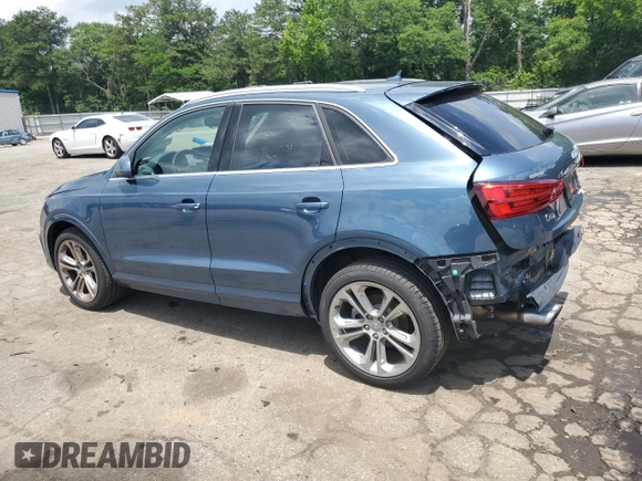 2017 Audi Q3 Premium Plus with VIN WA1JCCFS8HR001985, listed as a Copart auction lot 56970055 with 47,091 mi miles and Salvage title. Bid and sale history available at DreamBid. Image 2.