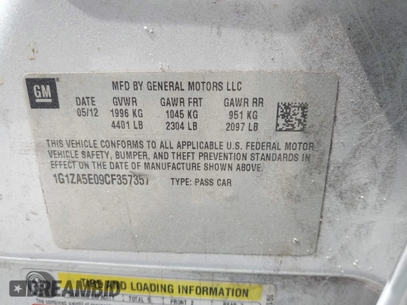 2012 Chevrolet Malibu 1FL with VIN 1G1ZA5E09CF357357, listed as a IAAI auction lot 41810064 with 295,346 mi miles and . Bid and sale history available at DreamBid. Image 9.
