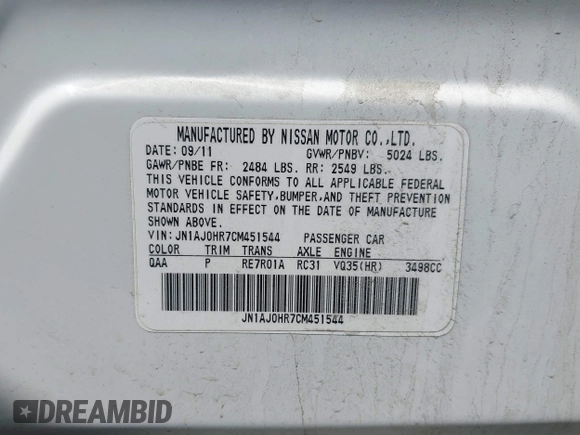 2012 Infiniti EX Journey z VIN JN1AJ0HR7CM451544, wystawiony jako IAAI lot #42037474 z przebiegiem 78 150 mil mil oraz . Historia ofert i sprzedaży dostępna na DreamBid. Obrazek 9.