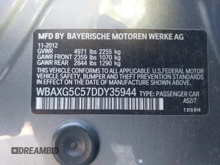 2013 BMW 5 Series 528i with VIN WBAXG5C57DDY35944, listed as a IAAI auction lot 41666595 with 157,683 mi miles and . Bid and sale history available at carsss.com. Image 9.
