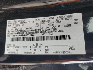 2016 Ford F-150 XLT with VIN 1FTEW1EG2GKD31323, listed as a Copart auction lot 48737085 with 0 mi miles and Salvage Title. Bid and sale history available at carsss.com. Image 12.