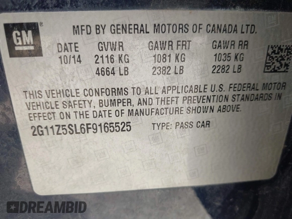 2015 Chevrolet Impala LS с VIN 2G11Z5SL6F9165525, выставлен на аукционе IAAI как лот 42273641 с пробегом 124 769 миль миль и . История ставок и продаж доступна на DreamBid. Изображение 9.