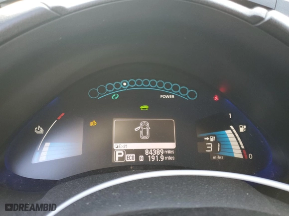 2013 Nissan LEAF SV with VIN 1N4AZ0CP7DC409707, listed as a Copart auction lot 46040565 with 84389 miles and Salvage Title. Bid and sale history available at carsss.com. Image 9.