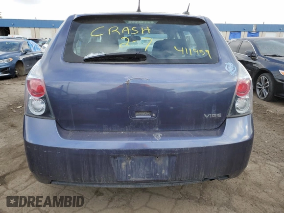 2009 Pontiac Vibe w/1SA with VIN 5Y2SP67829Z411959, listed as a Copart auction lot 43199474 with 134,217 mi miles and Salvage Title. Bid and sale history available at carsss.com. Image 6.
