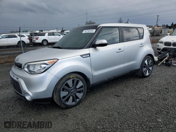 2015 Kia Soul + with VIN KNDJX3A59F7770337, listed as a Copart auction lot 46290595 with 62,434 mi miles and Salvage Title. Bid and sale history available at DreamBid. Image 1.