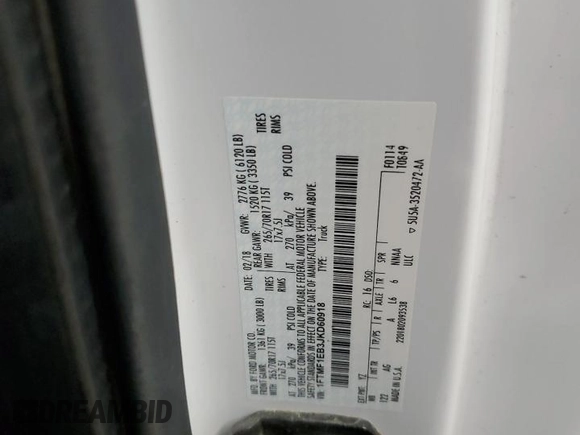 2018 Ford F-150 XL with VIN 1FTMF1EB3JKD60918, listed as a Copart auction lot 43950135 with Not Provided miles and Salvage Title. Bid and sale history available at carsss.com. Image 12.