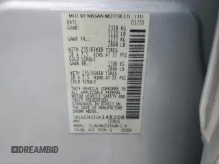 2020 Nissan Murano S with VIN 5N1AZ2AJ5LN148208, listed as a Copart auction lot 55040185 with 76,644 mi miles and Non repairable. Bid and sale history available at DreamBid. Image 13.