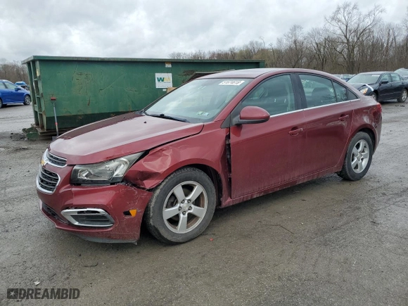 2015 Chevrolet Cruze LT with VIN 1G1PC5SB0F7156713, listed as a Copart auction lot 51674615 with 51,992 mi miles and Salvage Title. Bid and sale history available at carsss.com. Image 1.