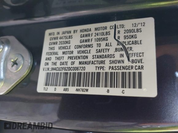 2013 Acura TSX Technology with VIN JH4CU2F62DC006720, listed as a IAAI auction lot 41412571 with 174,211 mi miles and . Bid and sale history available at DreamBid. Image 9.