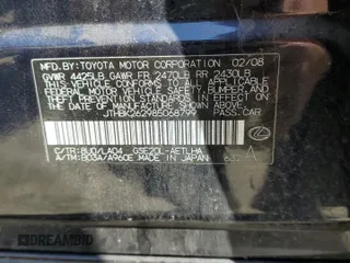 2008 Lexus IS 250 with VIN JTHBK262985068799, listed as a Copart auction lot 54976905 with 296,653 mi miles and Salvage Title. Bid and sale history available at DreamBid. Image 12.