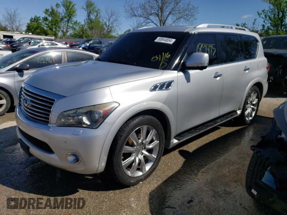 2011 Infiniti QX56 7-passenger with VIN JN8AZ2NEXB9002920, listed as a Copart auction lot 50844654 with 189,495 mi miles and Salvage Title. Bid and sale history available at carsss.com. Image 1.