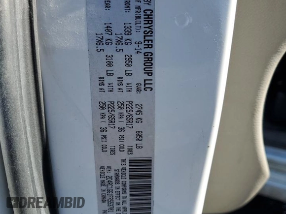 2015 Chrysler Town & Country Limited Platinum with VIN 2C4RC1GG1FR553701, listed as a Copart auction lot 48305755 with 0 mi miles and Salvage Title. Bid and sale history available at carsss.com. Image 13.