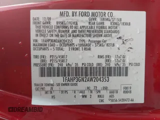 2010 Ford Focus SES with VIN 1FAHP3GN2AW204353, listed as a IAAI auction lot 42164320 with 183,090 mi miles and . Bid and sale history available at DreamBid. Image 9.