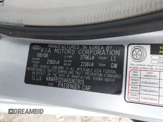2006 Kia Spectra EX z VIN KNAFE121465362915, wystawiony jako IAAI lot #42367012 z przebiegiem 137 295 mil mil oraz . Historia ofert i sprzedaży dostępna na DreamBid. Obrazek 9.