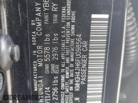 2015 Hyundai Equus Signature z VIN KMHGH4JH6FU098564, wystawiony jako Copart lot #60137525 z przebiegiem 130 144 mil mil oraz Szkoda całkowita • Salvage title. Historia ofert i sprzedaży dostępna na DreamBid. Obrazek 12.