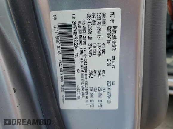 2007 Chrysler Town & Country LX z VIN 2A4GP44RX7R235204, wystawiony jako Copart lot #60727205 z przebiegiem 102 970 mil mil oraz Czysty tytuł • Clean title. Historia ofert i sprzedaży dostępna na DreamBid. Obrazek 13.