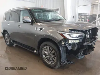 2020 Infiniti QX80 LUXE with VIN JN8AZ2NF6L9704002, listed as a IAAI auction lot 41595595 with 82,467 mi miles. Bid and sale history available at carsss.com. Image 1.