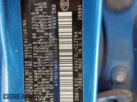 2020 Toyota Camry XSE with VIN 4T1K61AK4LU340872, listed as a Copart auction lot 51529805 with 78,780 mi miles and Salvage Title. Bid and sale history available at DreamBid. Image 14.