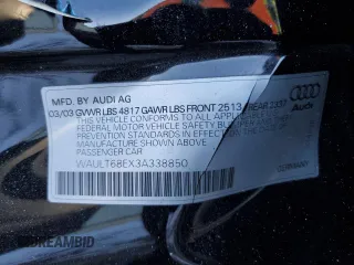 2003 Audi A4 3.0L with VIN WAULT68EX3A338850, listed as a Copart auction lot 42708585 with 54,420 mi miles and Salvage Title. Bid and sale history available at carsss.com. Image 14.
