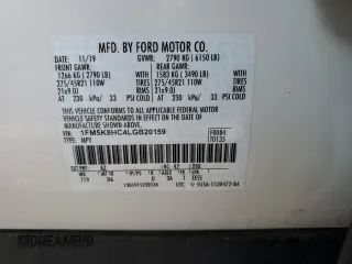 2020 Ford Explorer Platinum with VIN 1FM5K8HC4LGB20159, listed as a Copart auction lot 47005125 with 16,802 mi miles and Salvage Title. Bid and sale history available at carsss.com. Image 13.