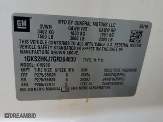2016 GMC Yukon XL Denali with VIN 1GKS2HKJ7GR394839, listed as a Copart auction lot 52114765 with 122,308 mi miles and Salvage Title. Bid and sale history available at carsss.com. Image 13.