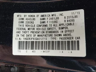 2016 Honda Accord Touring with VIN 1HGCR3F90GA012715, listed as a IAAI auction lot 42399280 with 140,786 mi miles and . Bid and sale history available at DreamBid. Image 9.