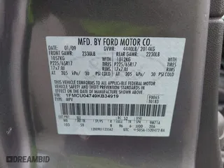 2009 Ford Escape Limited with VIN 1FMCU04749KB34919, listed as a IAAI auction lot 40820827 with 1 mi miles. Bid and sale history available at carsss.com. Image 9.