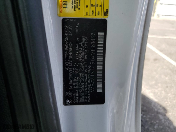 2010 BMW 1 Series 128i with VIN WBAUN1C51AVH81857, listed as a Copart auction lot 76075704 with 119,511 mi miles and Salvage Title. Bid and sale history available at carsss.com. Image 12.