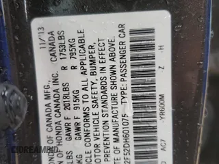 2013 Honda Civic LX z VIN 2HGFB2F52DH601075, wystawiony jako Copart lot #58512845 z przebiegiem Nie podano mil oraz Szkoda całkowita • Salvage title. Historia ofert i sprzedaży dostępna na DreamBid. Obrazek 12.
