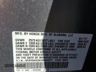 2017 Acura MDX z VIN 5FRYD4H3XHB024377, wystawiony jako Copart lot #54453355 z przebiegiem 108 031 mil mil oraz Szkoda całkowita • Salvage title. Historia ofert i sprzedaży dostępna na DreamBid. Obrazek 12.