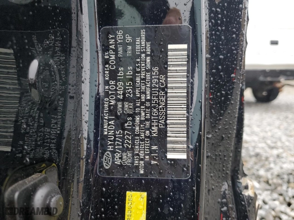2015 Hyundai Genesis Coupe 3.8L Base with VIN KMHHT6KJ5FU129156, listed as a Copart auction lot 44579565 with 103,116 mi miles and Salvage Title. Bid and sale history available at carsss.com. Image 12.
